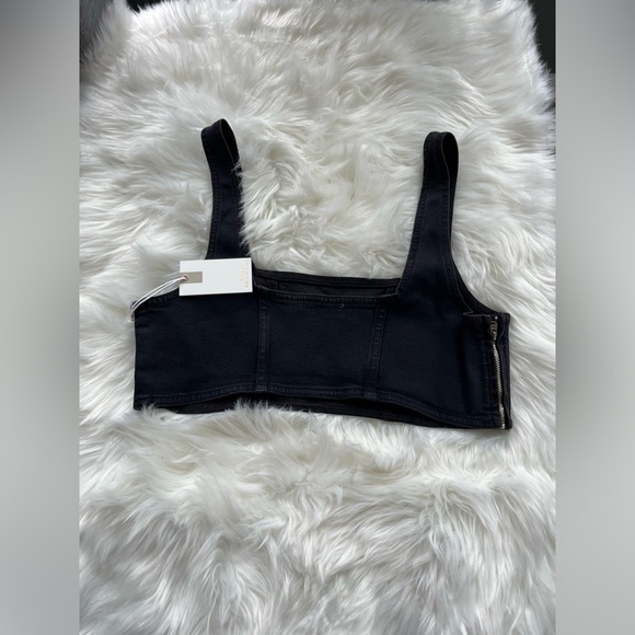 Good American Black Compression Denim Sports Bra - Picture 4 of 5